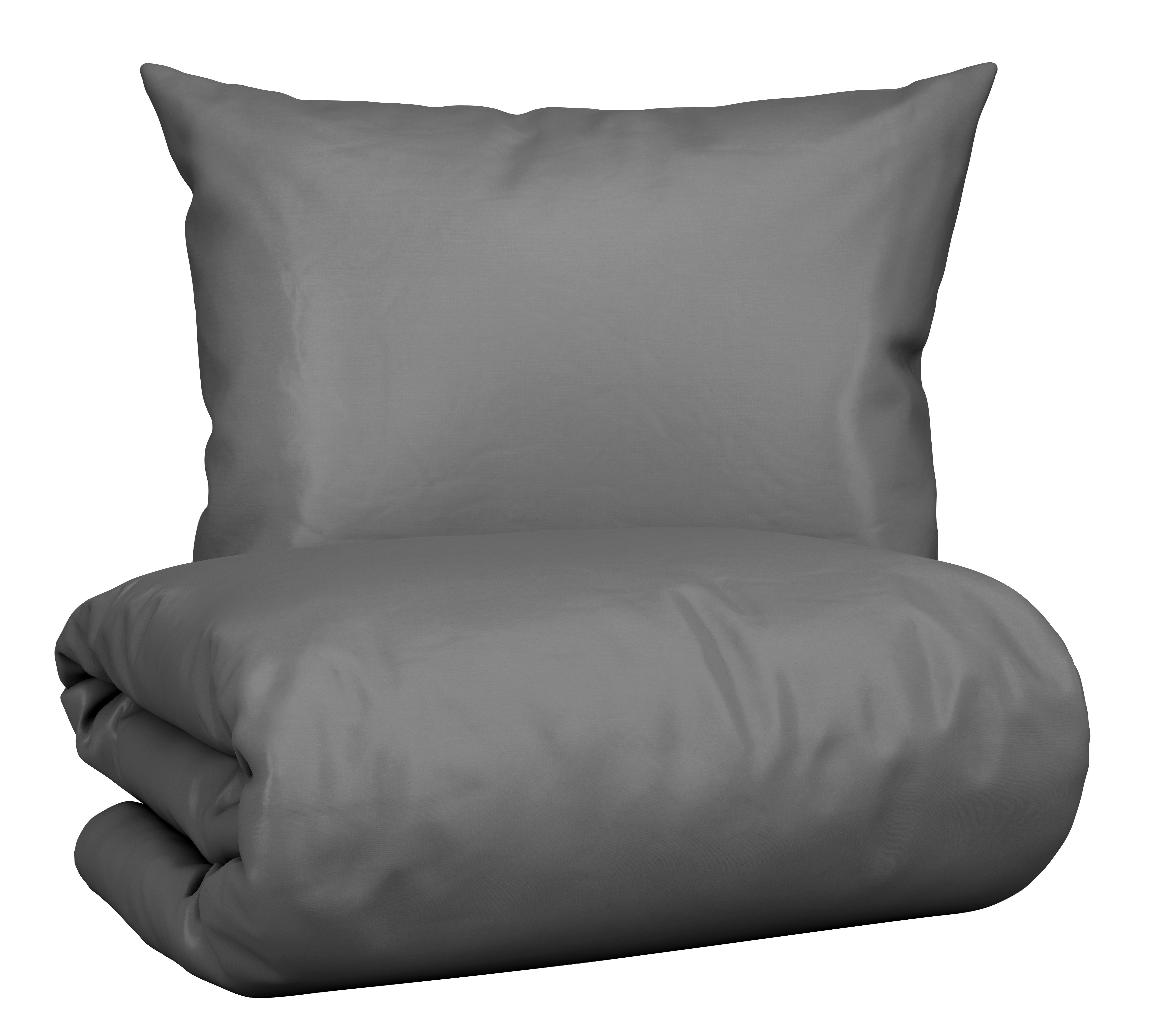 Bettwäsche Bio Eva Uni ca. 160x210cm - Anthrazit, Modern, Textil (160/210cm) - ecoTree