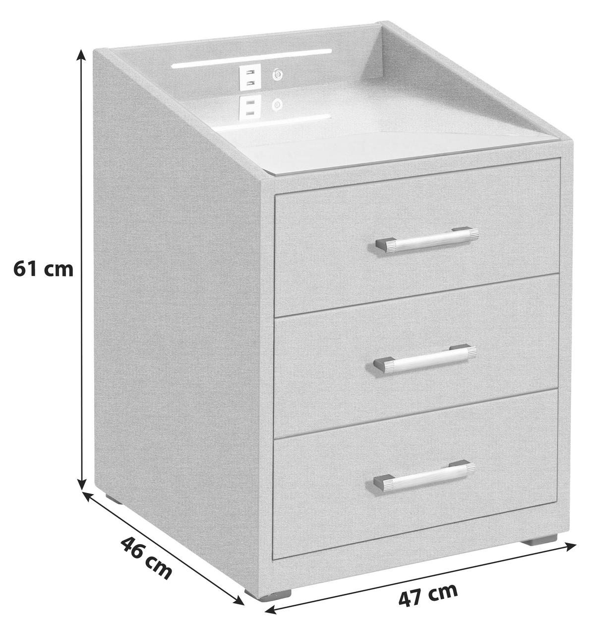 Nachtkästchen Moon ca. 47x61x46 cm Grau - Silberfarben/Grau, Basics, Holzwerkstoff/Kunststoff (47/61/46cm) - MID.YOU
