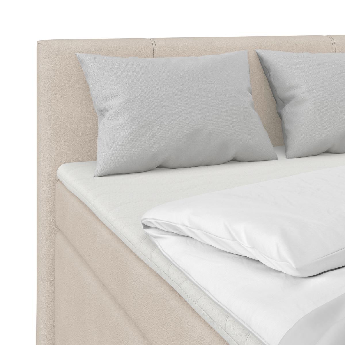 Boxspring Krevet Mira 1 - krem, Basics, metal/tekstil (140/200cm)