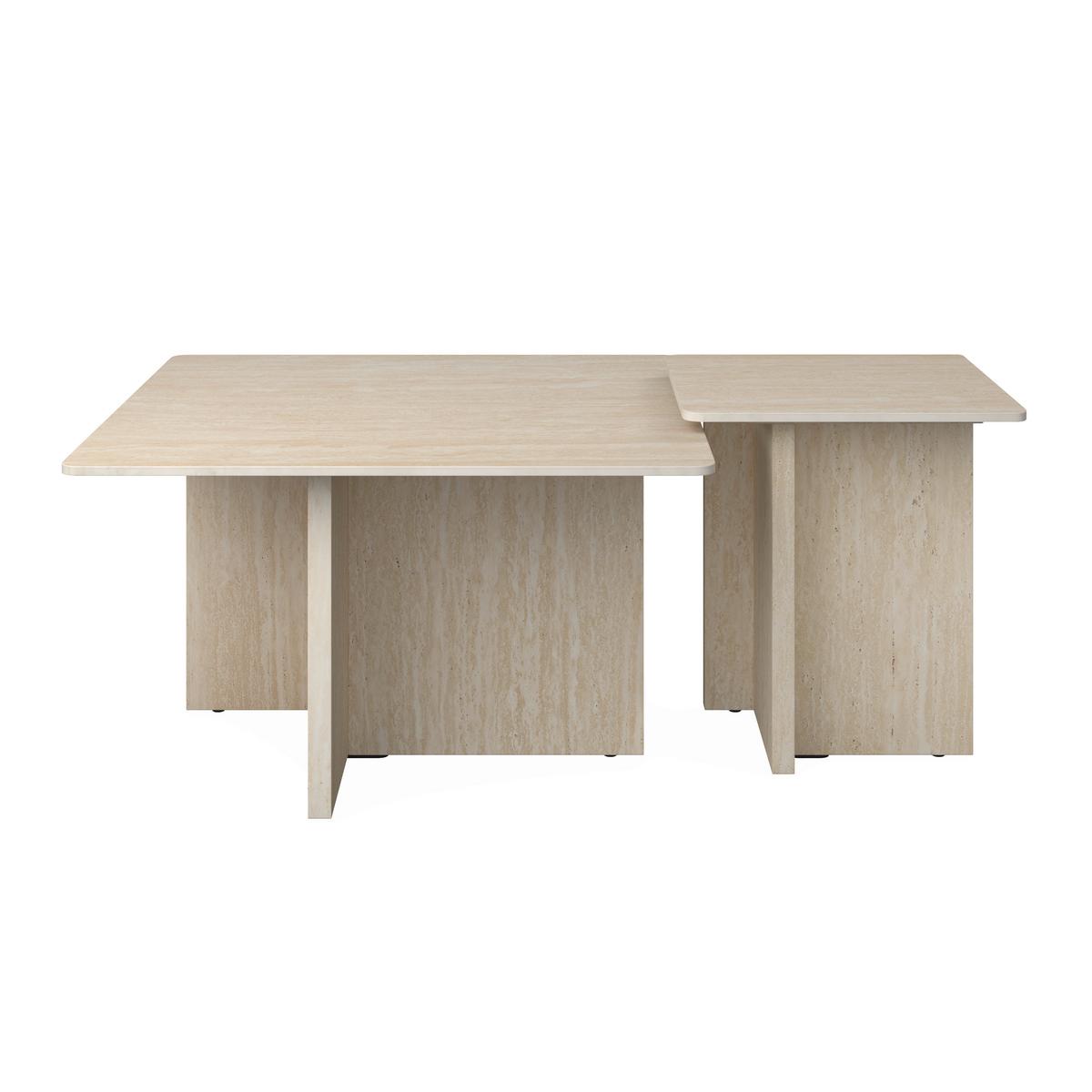 Couchtisch Lucca 2er Set Creme - Creme, MODERN, Holzwerkstoff/Stein - Bessagi Home