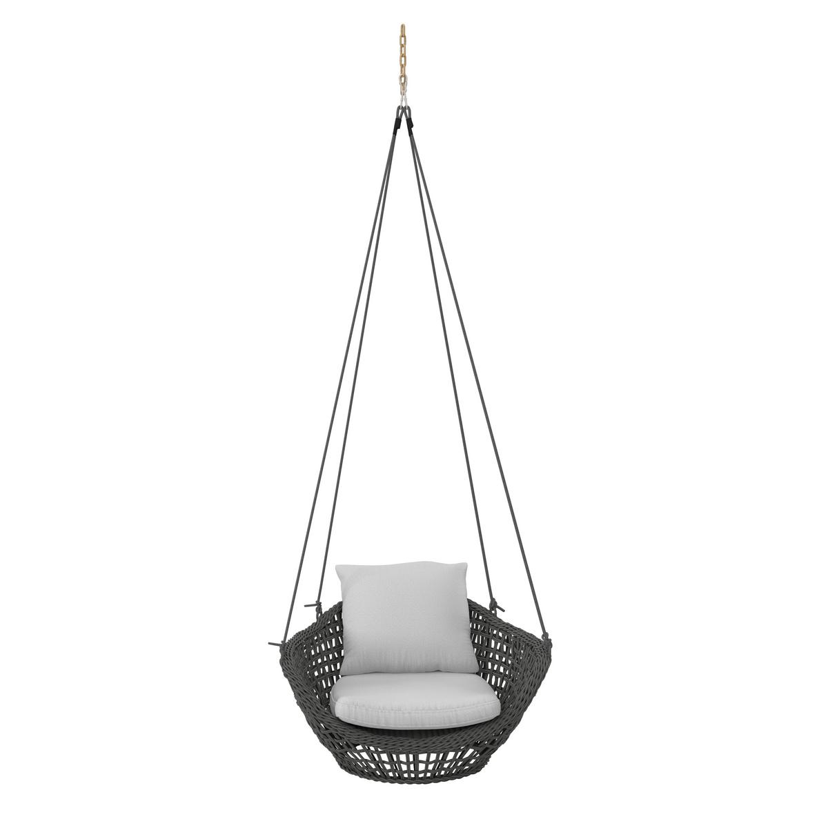 Hängesessel Elodie Grau Kunststoff/Outdoorstoff - Dunkelgrau/Hellgrau, MODERN, Kunststoff/Textil (83/73/48cm) - Bessagi Garden