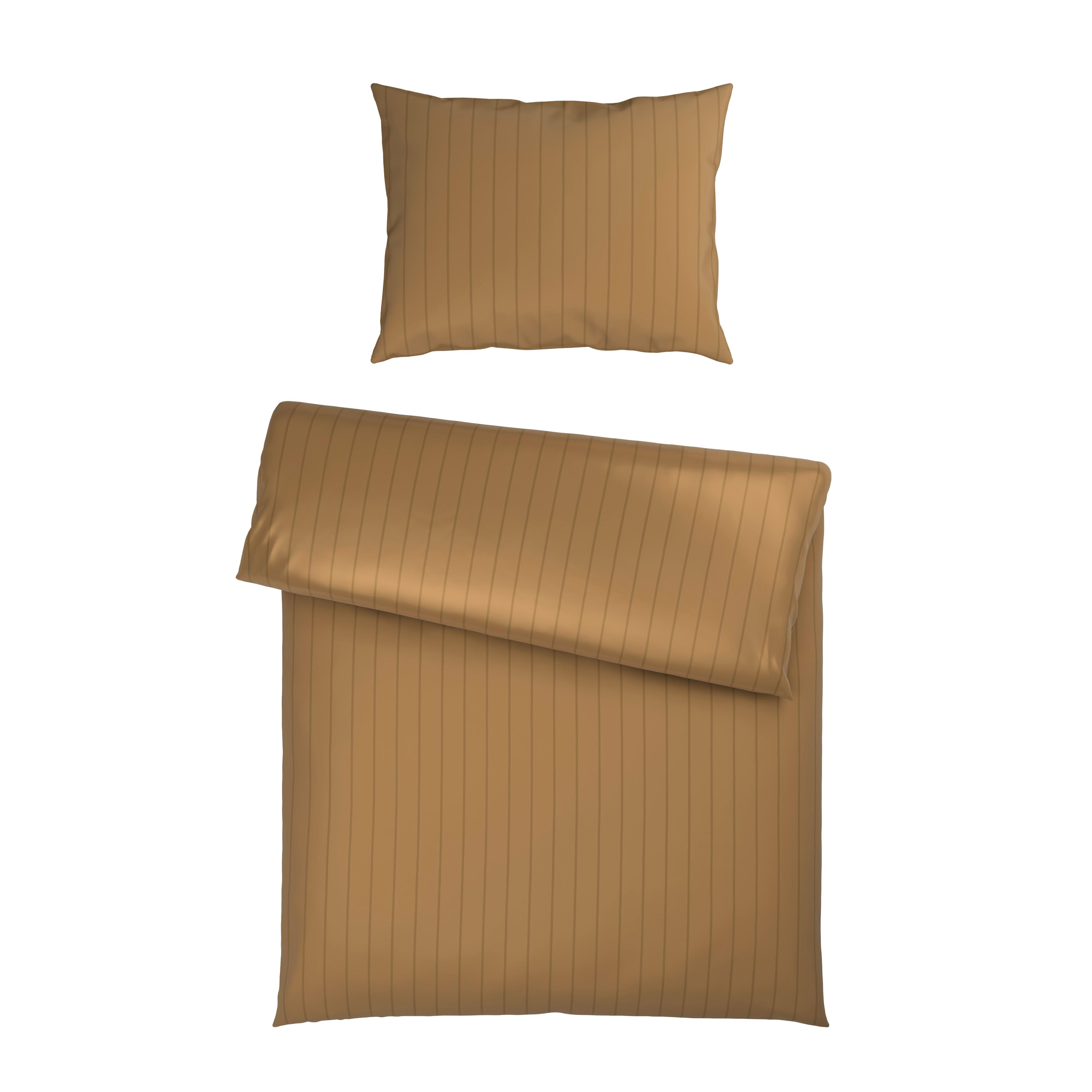 Posteljina Dobby Streif 200x140/60x80cm - zlatne boje, tekstil (140/200cm) - Mömax