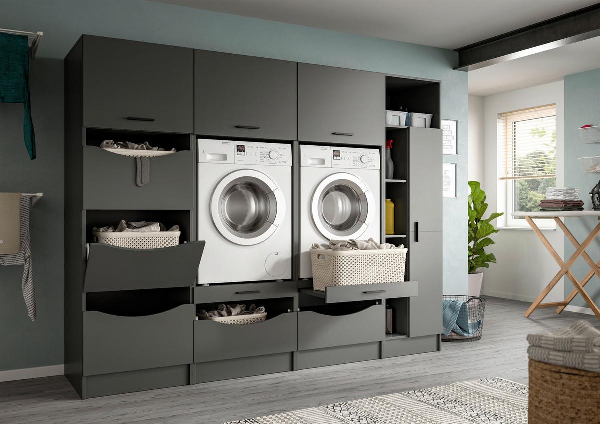 Omara Za Pralni In Sušilni Stroj Free, Antracit - antracit, Basics, leseni material (242/195/68cm) - MID.YOU