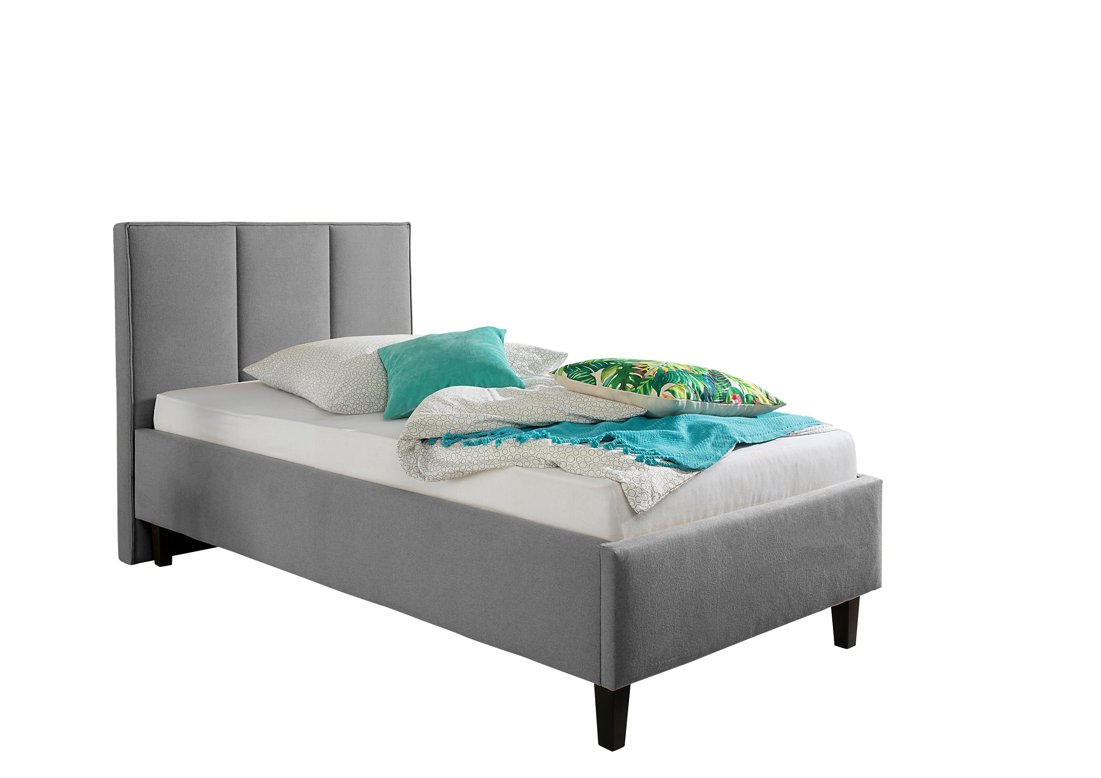 Polsterbett Avola Grau ca. 100x200 cm - Schwarz/Grau, MODERN, Holz/Textil (100/200cm) - Livetastic