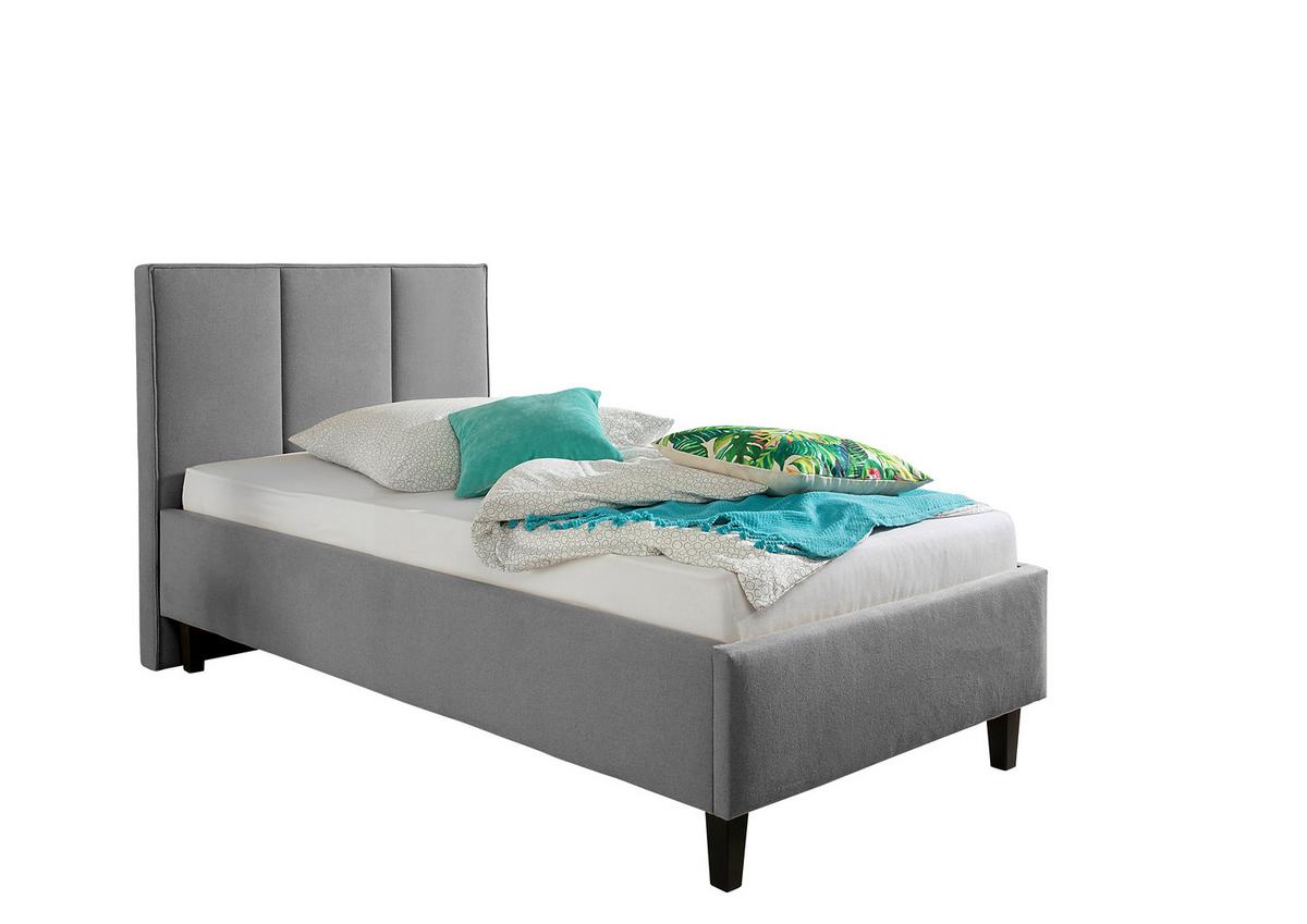 Polsterbett Avola Grau ca. 100x200 cm - Schwarz/Grau, MODERN, Holz/Textil (100/200cm) - Livetastic