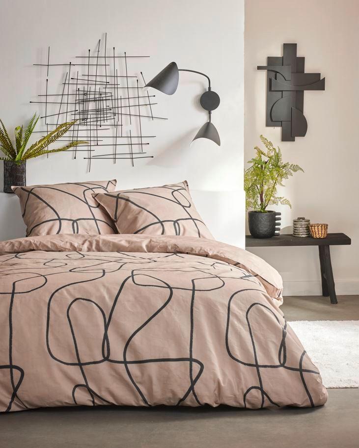 Ágyneműhuzat-garnitúra 3 Részes Sunshine Abstract - barna/fekete, Modern, textil (140/200cm)