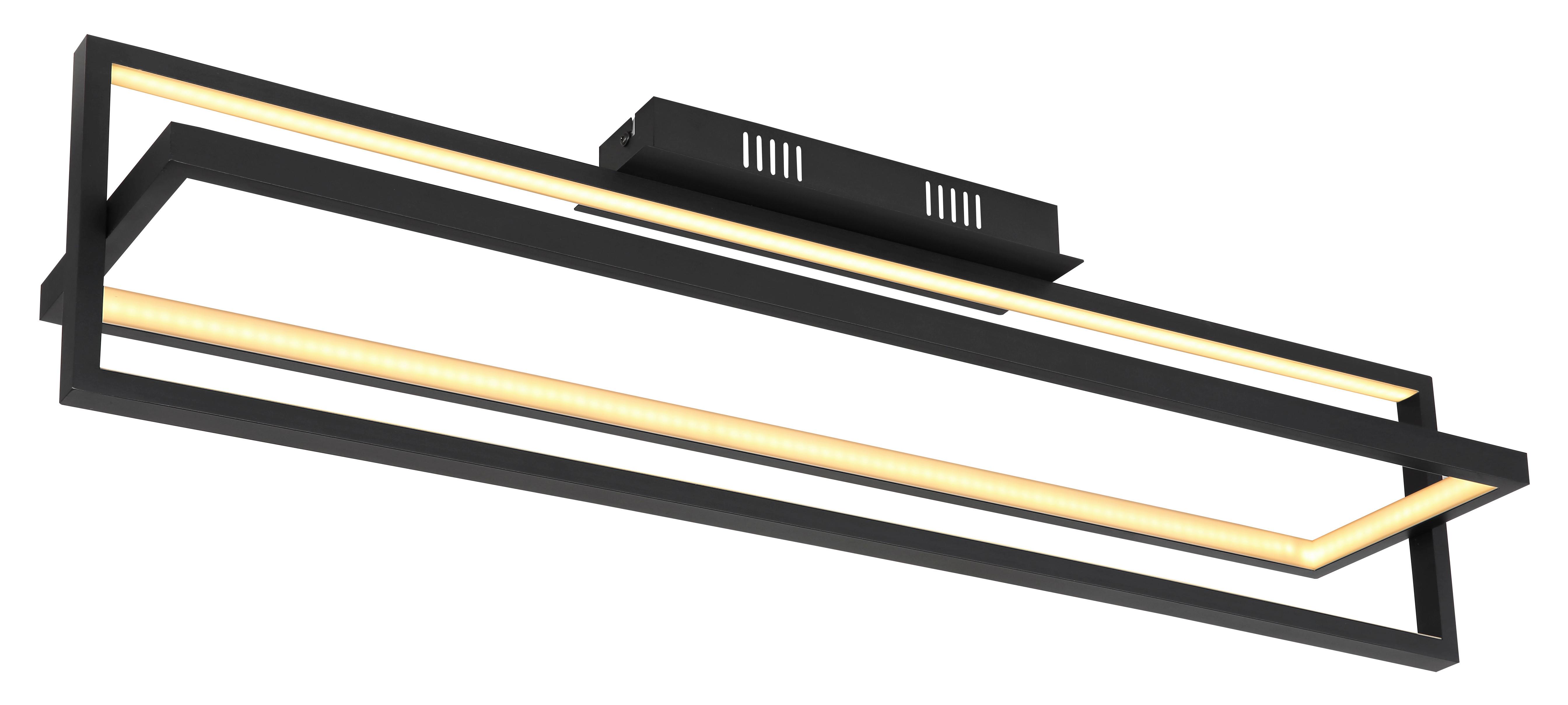 LED-Deckenleuchte Flips Opal/Schwarz max. 23 Watt - Opal/Schwarz, Trend, Kunststoff/Metall (82/18/21,5cm) - Globo