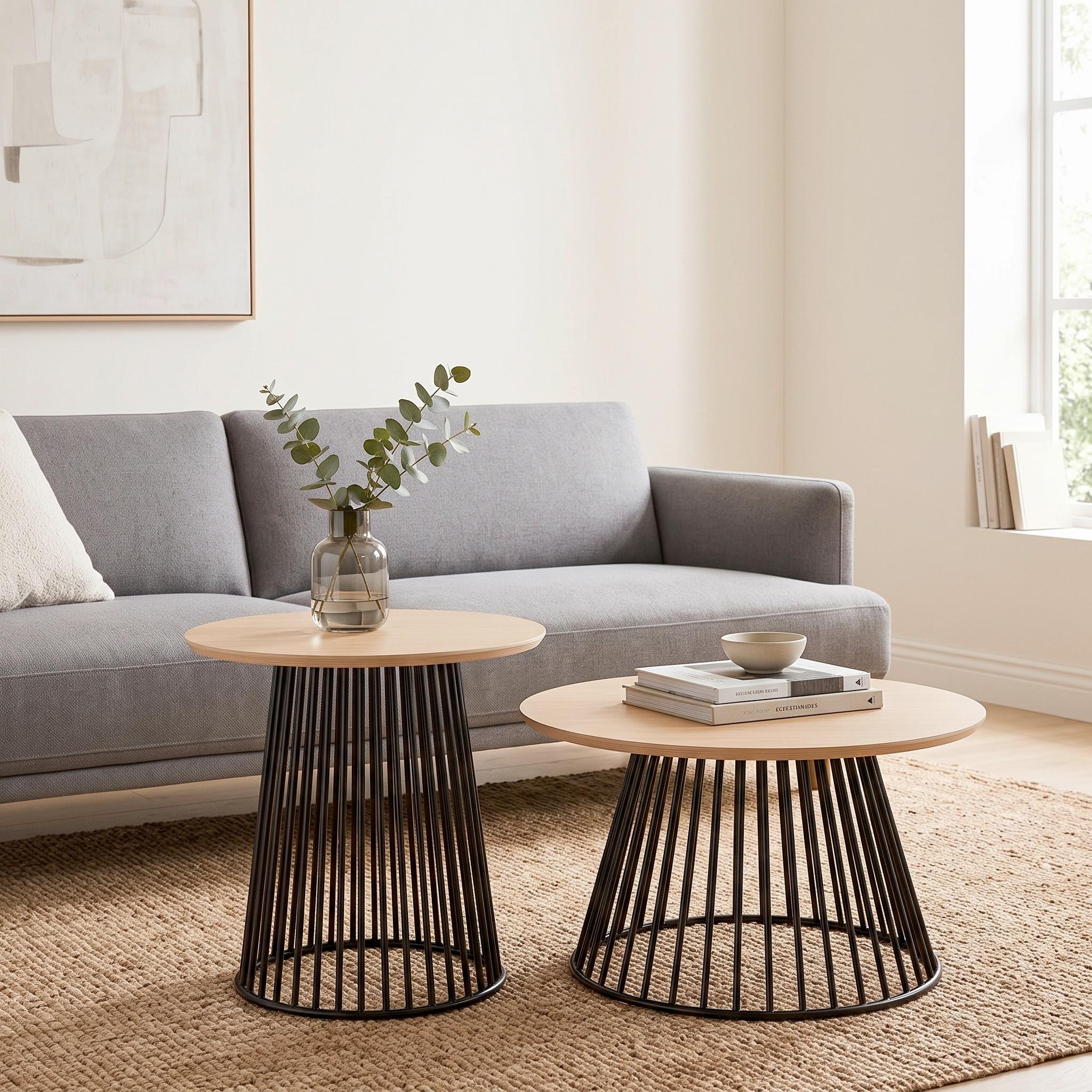SOFFBORD NICA - svart/ekfärgad, Modern, metall/trä (55/55/55cm) - Mömax