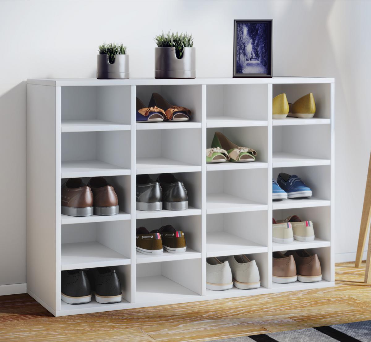 Regal Za Čevlje Hinsol L, Bela - bela, Konvencionalno, leseni material (92/67/33cm) - MID.YOU