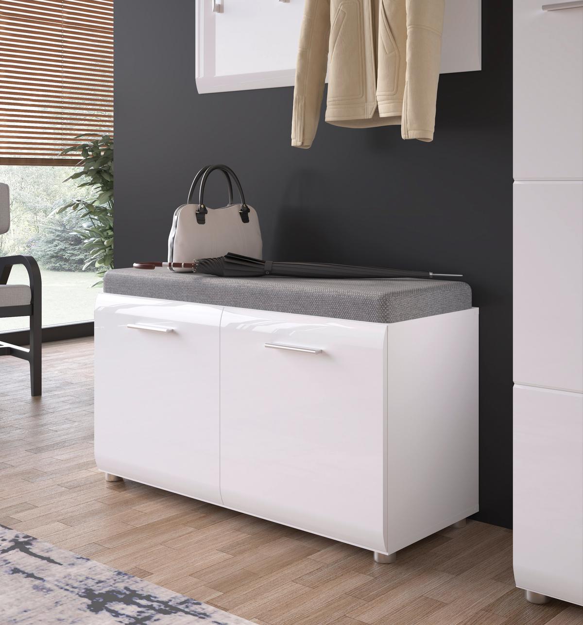 Klupa Za Predsoblje Merano - siva/crna, Moderno, drvni materijal/tekstil (96/56,3/39cm) - Modern Living