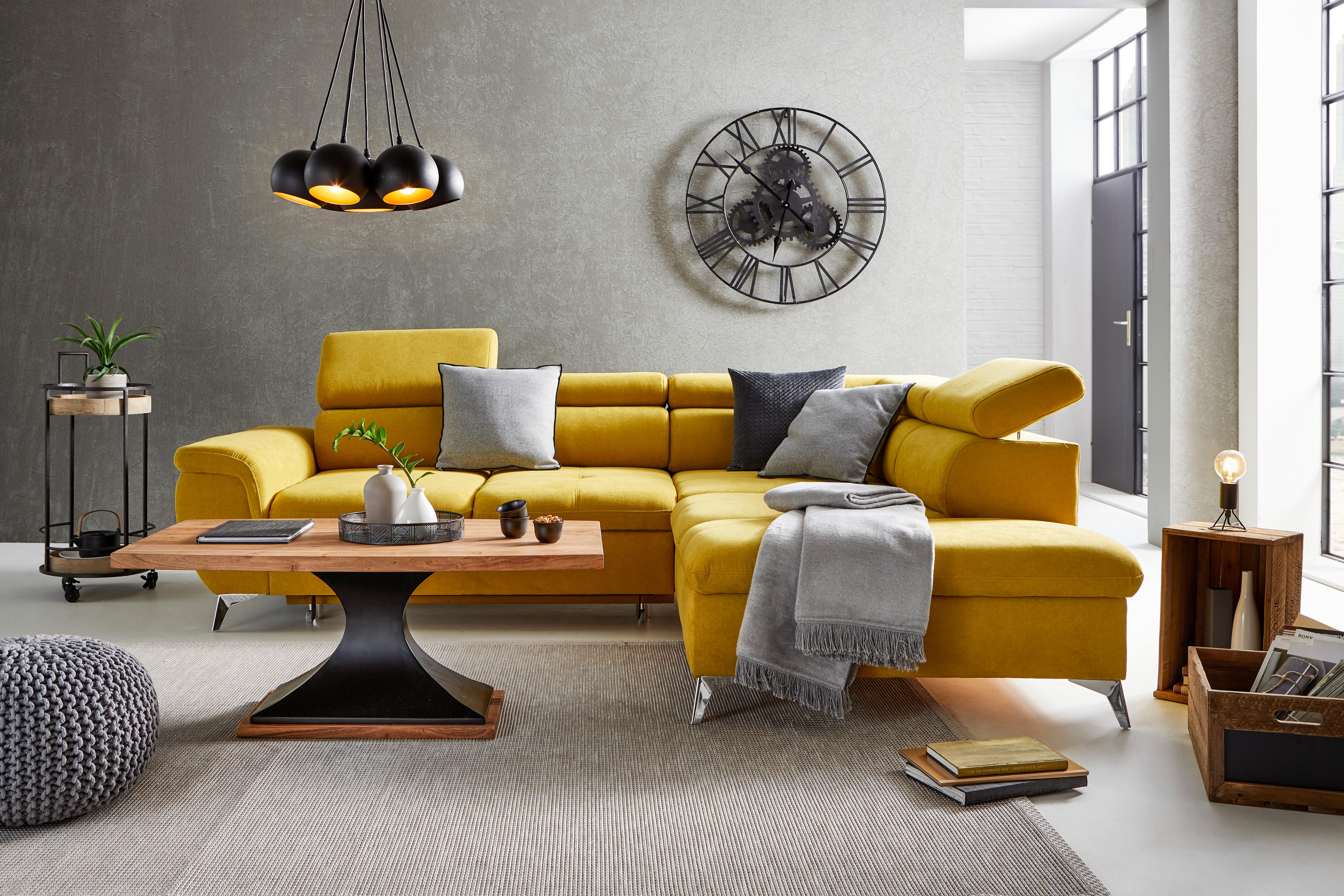 Canapea modulară Monk - galben, Konventionell, textil (271/101/222cm) - Modern Living