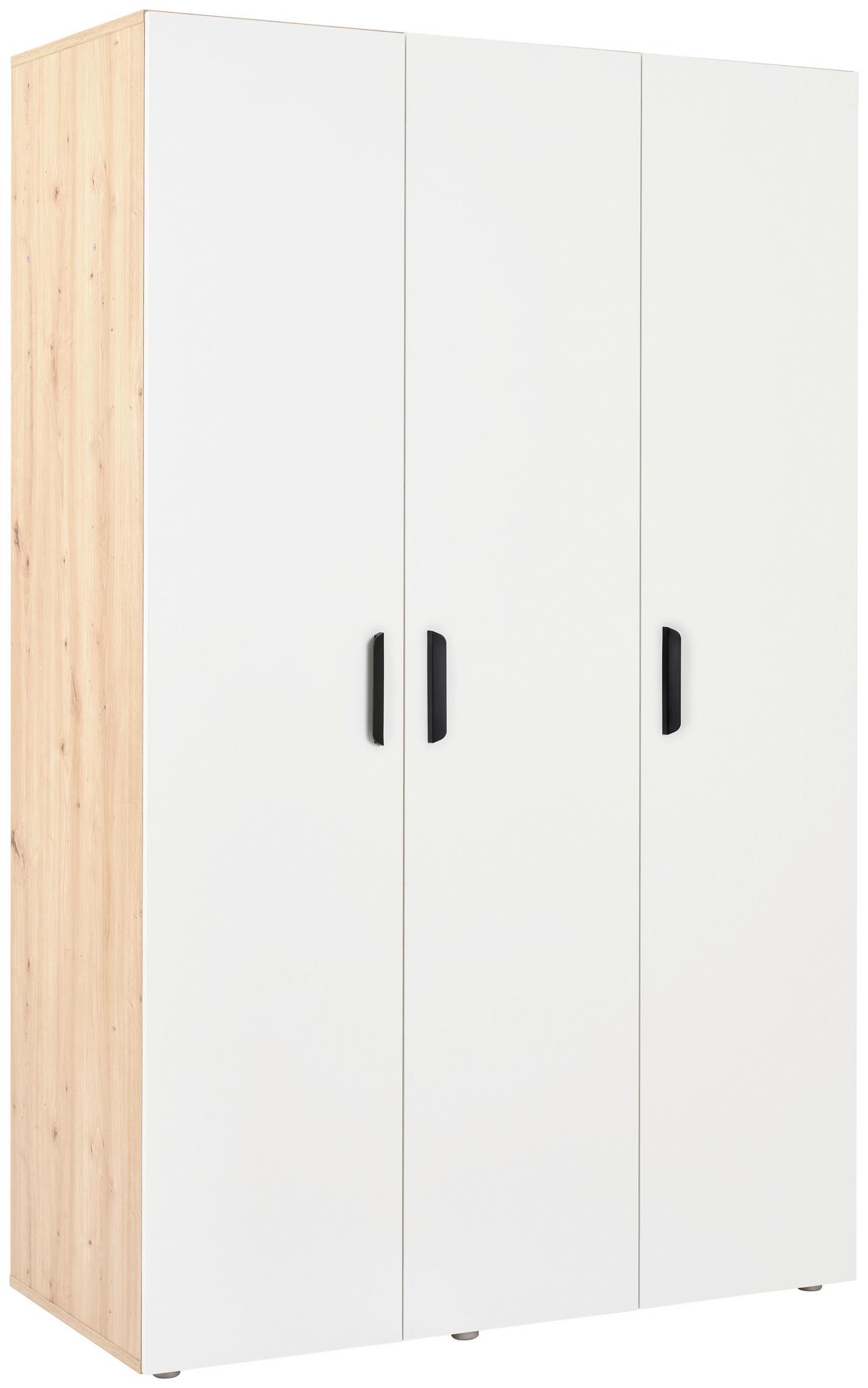 Omara Za Oblačila Basic Two 3d, Bela - črna/bela, Konvencionalno, umetna masa/leseni material (110,7/179/51,9cm)