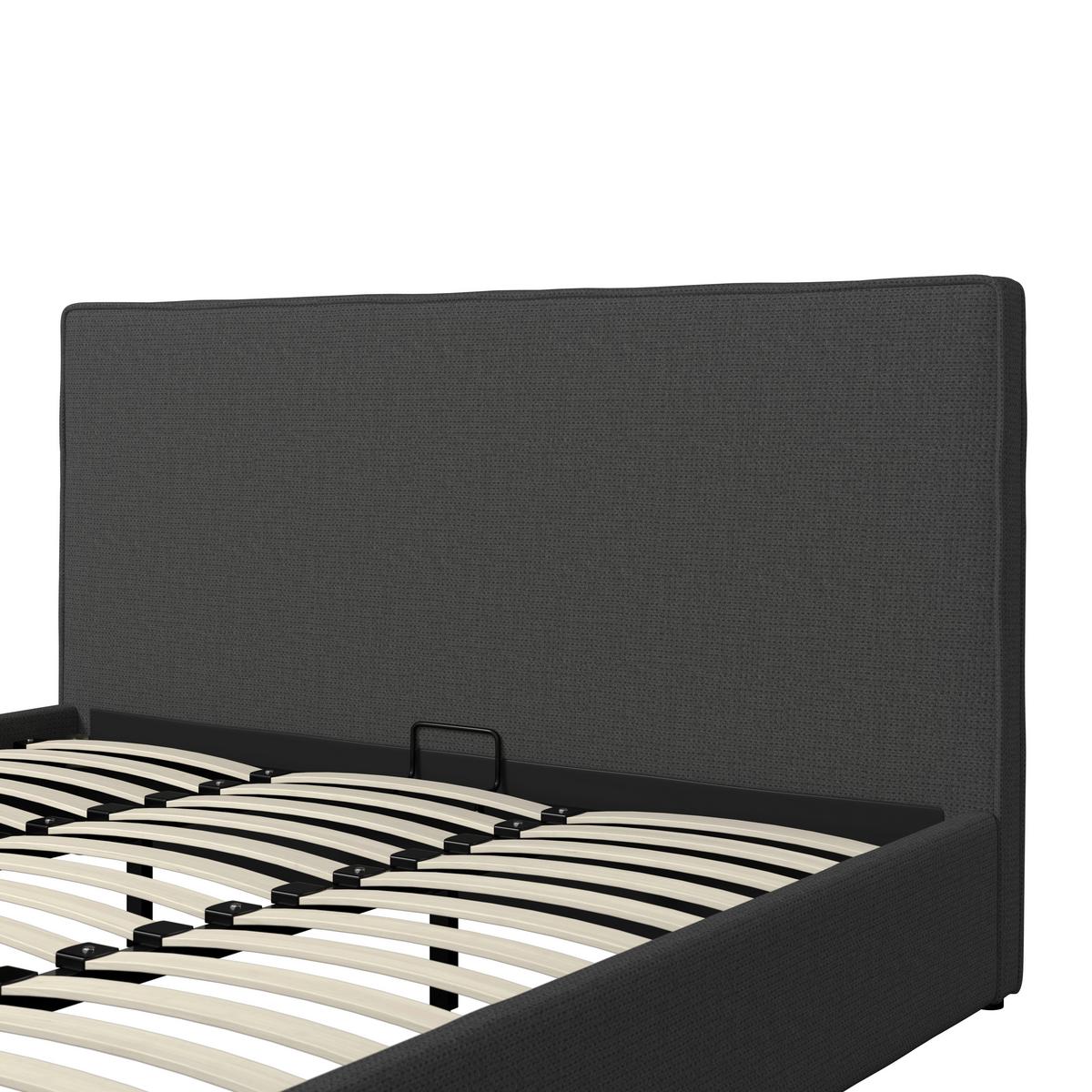 Polsterbett Gina Dunkelgrau ca. 180x200 cm Stauraum - Dunkelgrau/Schwarz, MODERN, Holz/Textil (180/200cm) - Bessagi Home
