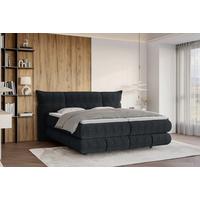 Boxspringbett Auris Schwarz ca. 180x200cm - Schwarz, KONVENTIONELL, Kunststoff/Textil (180/200cm) - Sembella