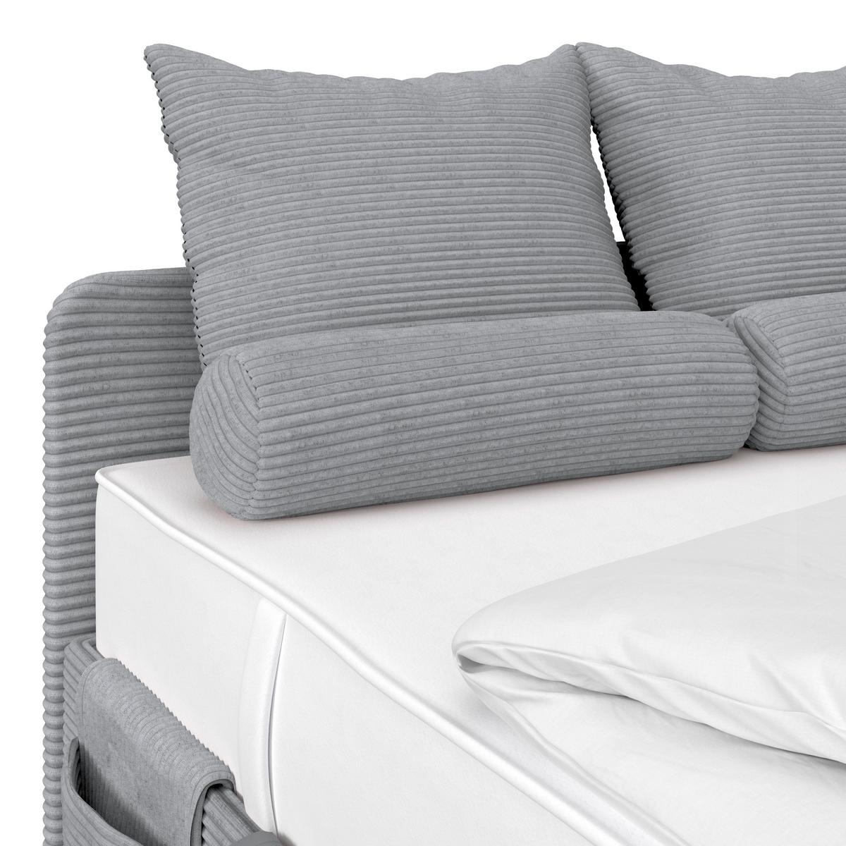 POLSTERBETT REMI - Silberfarben, Modern, Holz/Textil (120/200cm)