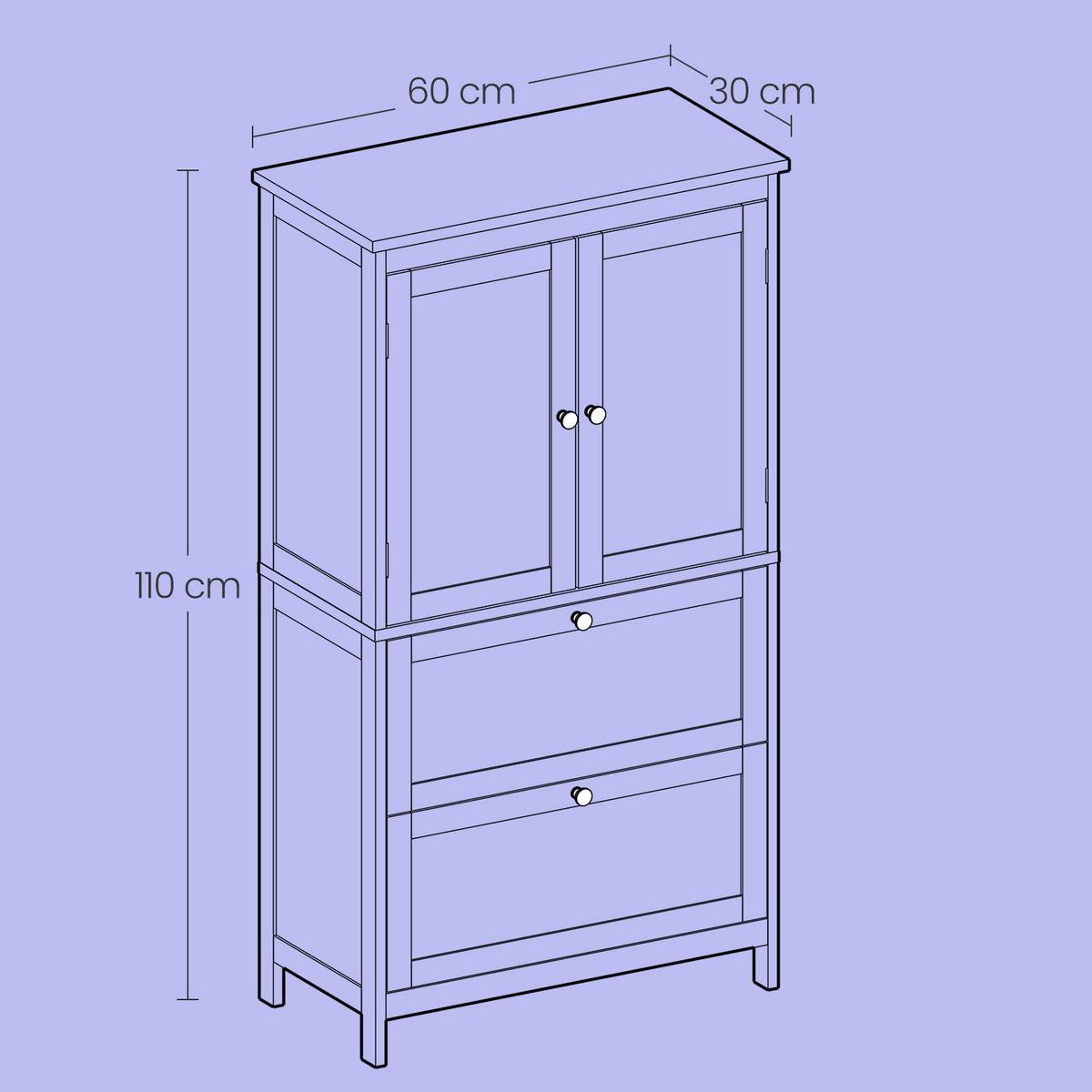 MIDISCHRANK BATHROOM CABINET - Chromfarben/Grau, MODERN, Holzwerkstoff/Metall (60/110/30cm) - MID.YOU