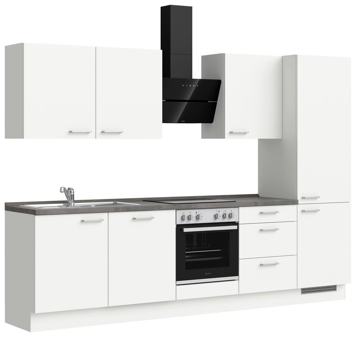 Küchenleerblock Touch High o. Geräte Weiß - Edelstahlfarben/Weiß, MODERN, Holzwerkstoff/Metall (300cm) - Nobilia