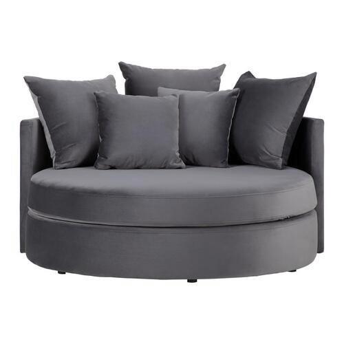 Dvosed Elena, Siva, Žamet - siva/črna, Moderno, umetna masa/tekstil (130/65/140cm) - Bessagi Home