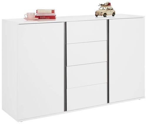 Sideboard Bianco in Weiss - Weiss/Silberfarben, Modern, Holzwerkstoff/Kunststoff (150/95/43cm) - Mömax