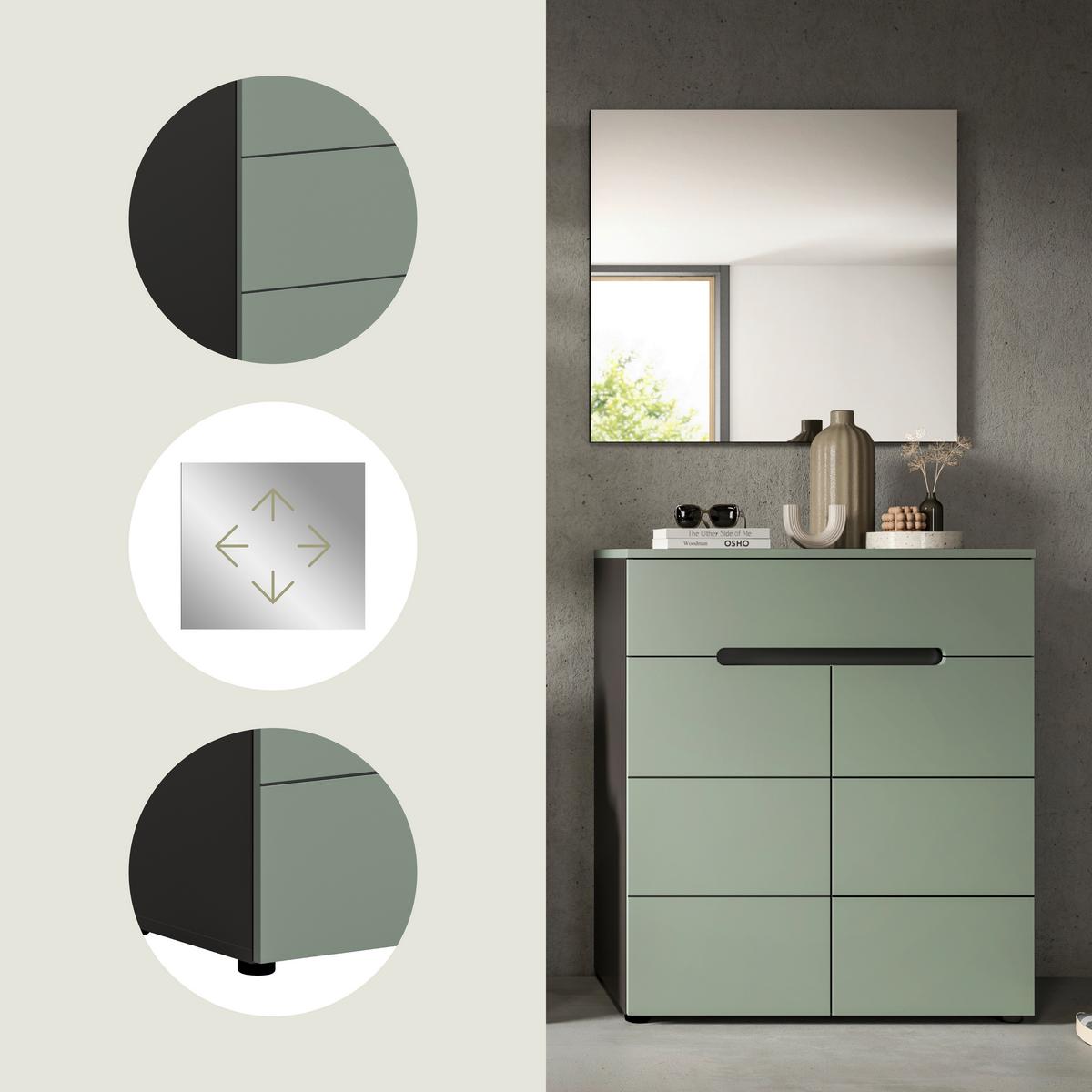 Predsoba Canu, Sivozelena, 2-Delna - siva/sivozelena, Design, leseni material (80/190/37cm) - Livetastic