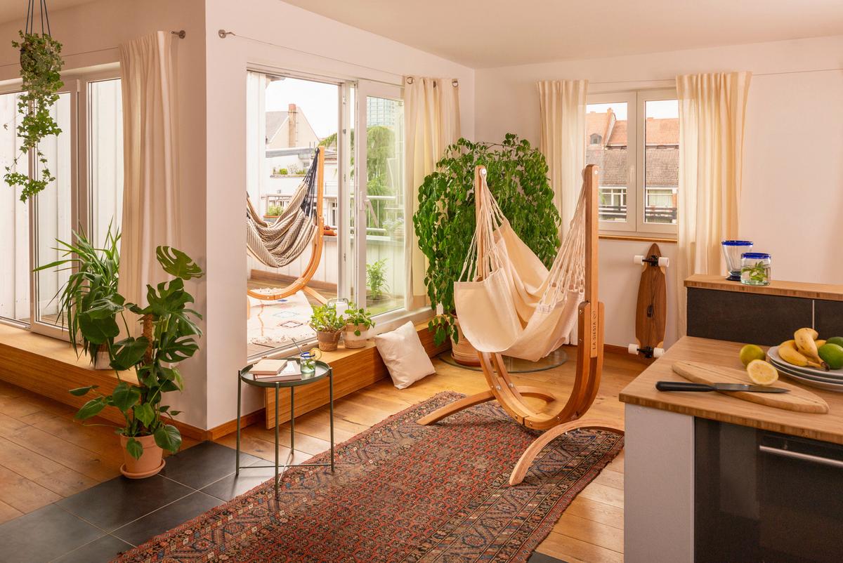 Hängematte Hammock Chair and Stand Natur/Weiß, 2er Set - Eukalyptusholzfarben/Naturfarben, KONVENTIONELL, Holz/Textil (100/152/92cm) - La Siesta