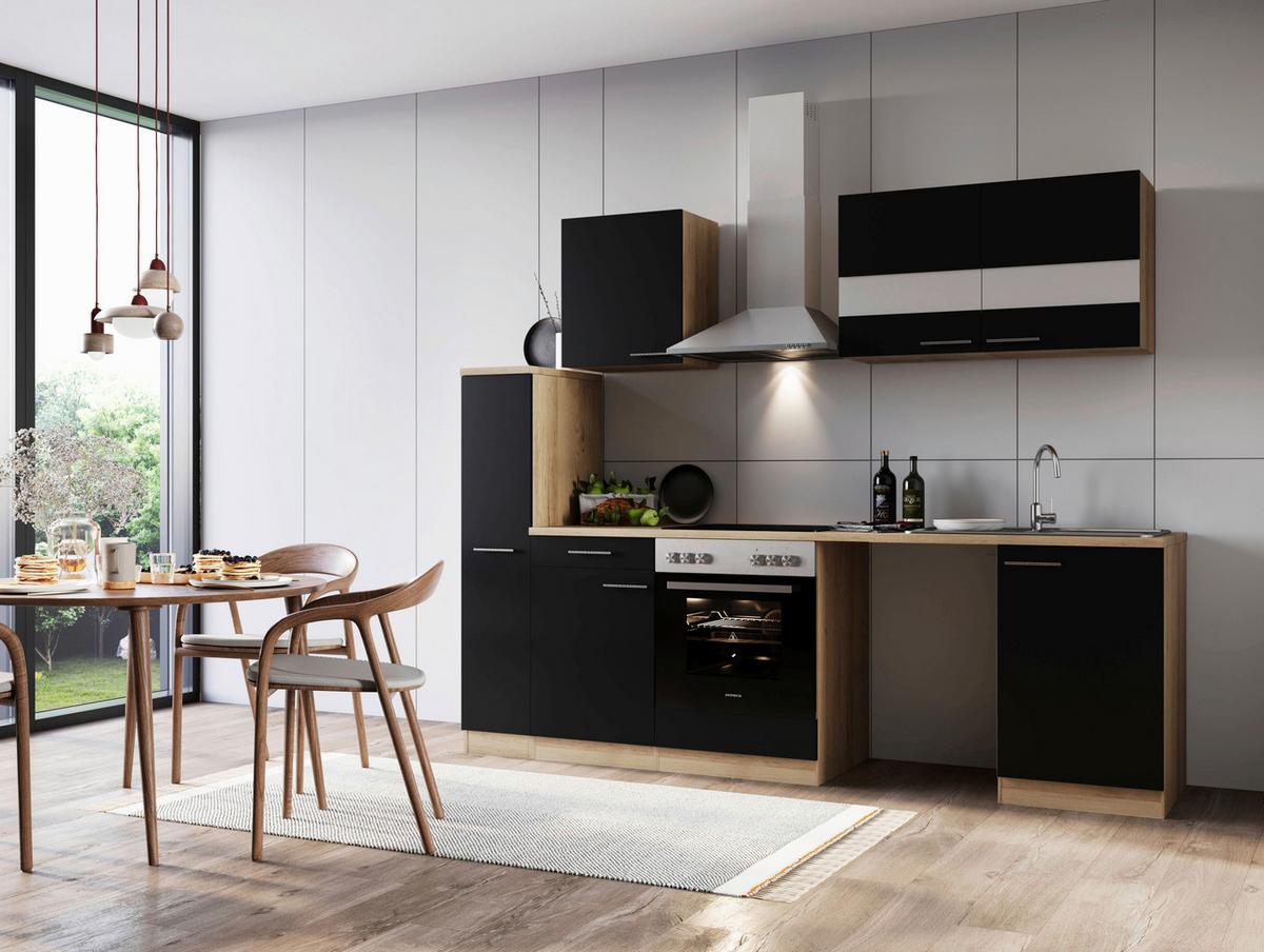 Kuhinjski Blok Z Aparati Merle, 250cm - barve nerjavečega jekla/črna, Basics, kovina/steklo (250cm) - Respekta