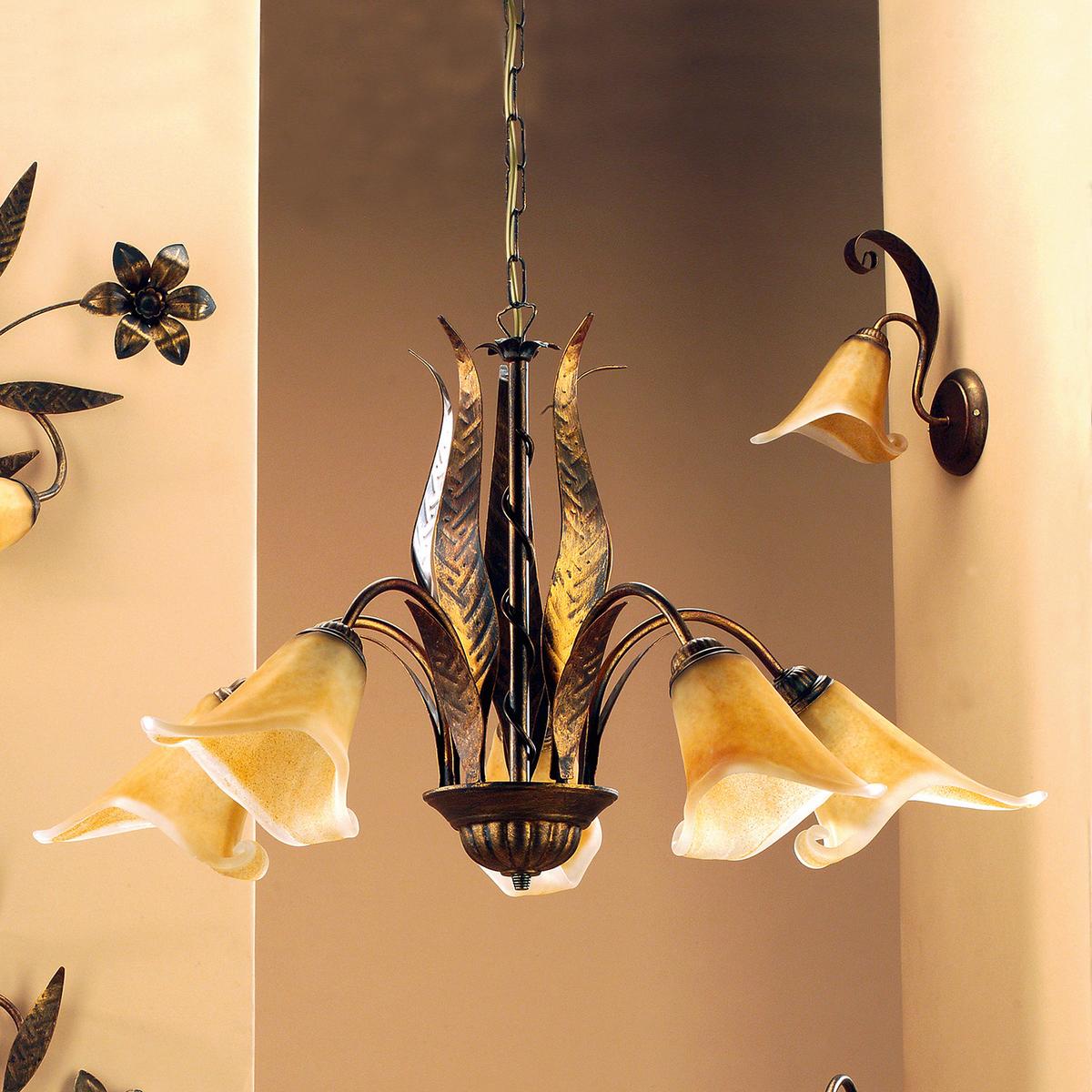 Kronleuchter Alga Bronzefarben max. 22 Watt - Bronzefarben, KONVENTIONELL, Glas/Metall (75/75/100cm)