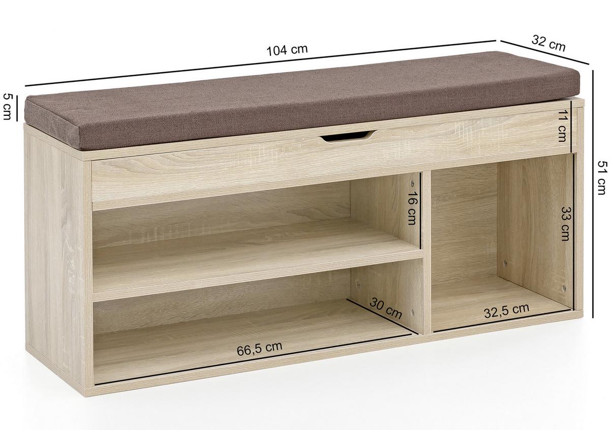 Klop S Prostorom Za Čevlje Wl5.344 - hrast sonoma/rjava, Konvencionalno, tekstil/leseni material (104/51/32cm) - MID.YOU