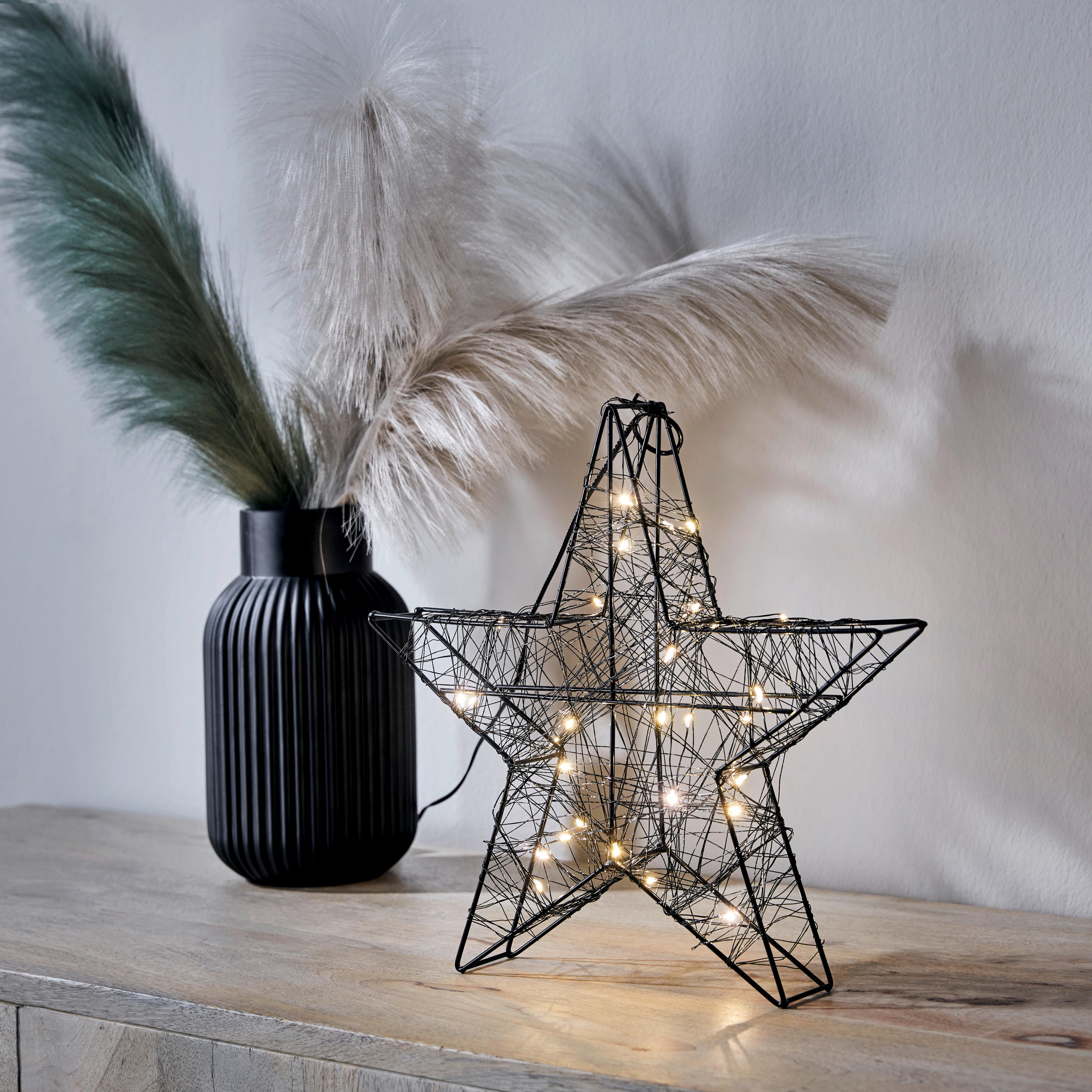 Led-díszlámpa Danica - fekete, Konventionell, fém (30/30/5cm) - Premium Living