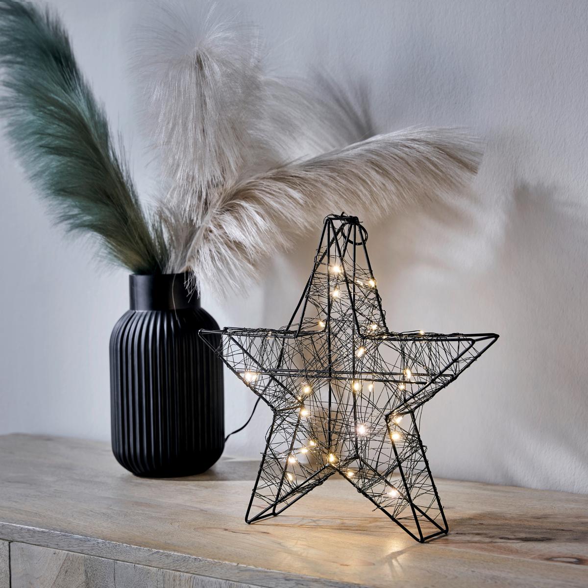 Led-díszlámpa Danica - fekete, Konventionell, fém (30/30/5cm) - Premium Living