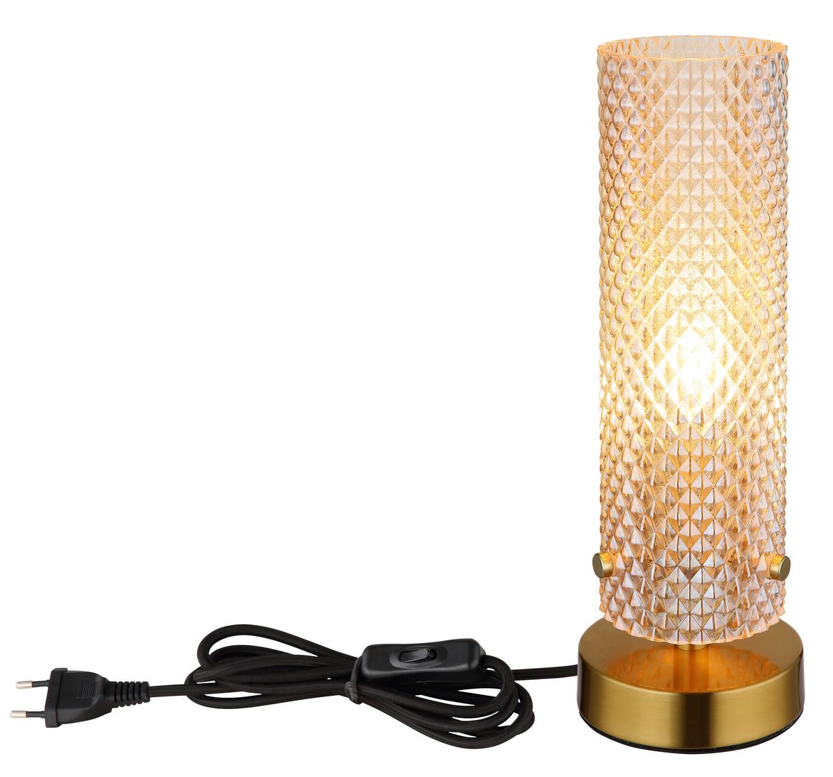 TISCHLEUCHTE 15775T  KAROLO - Goldfarben/Schwarz, Konventionell, Glas/Kunststoff (10/28,5cm) - Globo