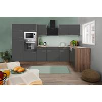 Eckküche Oliver mit Geräten ca. 340x172 cm Grau - Eichefarben/Grau, Basics, Holzwerkstoff/Metall (340/172cm) - Respekta