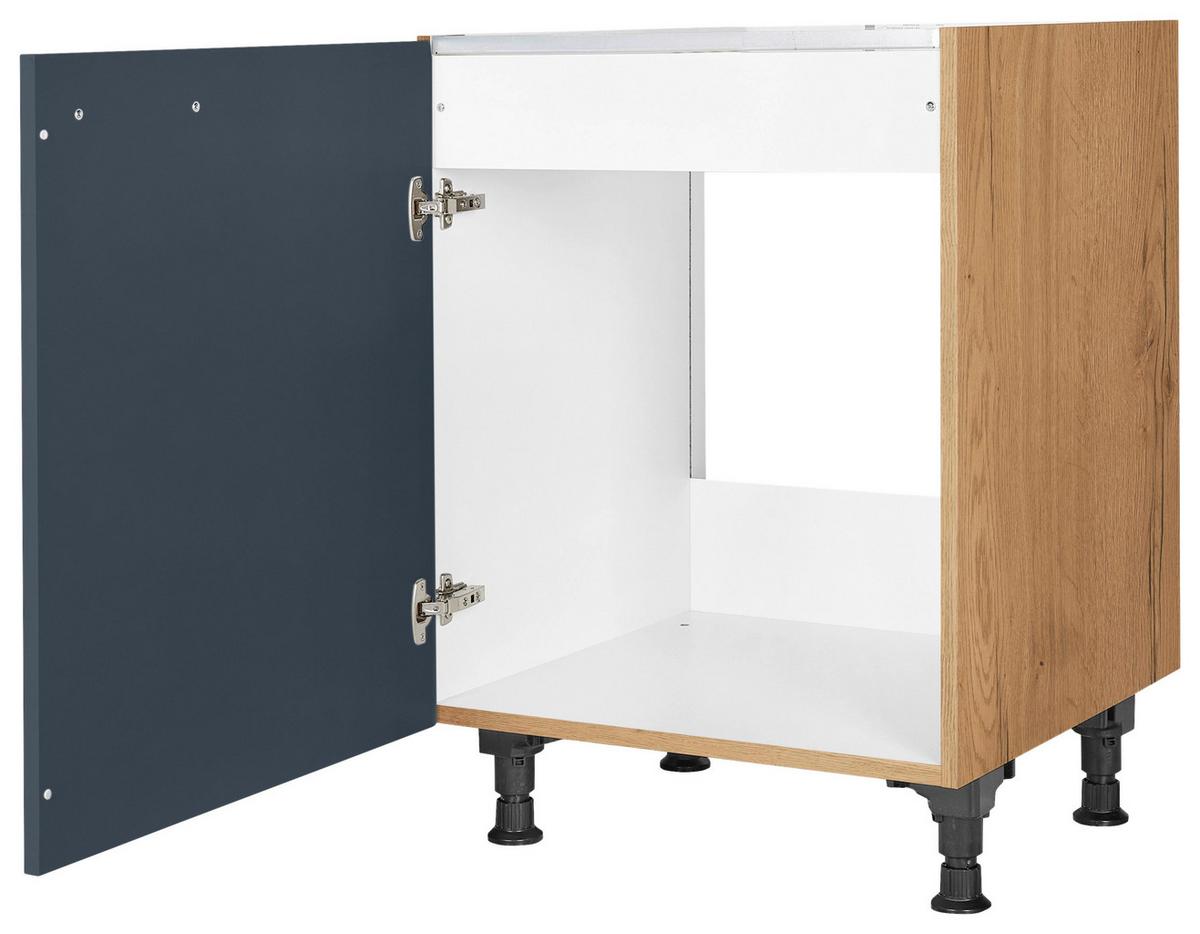 Spülenunterschrank Easytouch Blau - Blau/Eichefarben, MODERN, Holzwerkstoff/Metall (60/87/56cm) - Nobilia