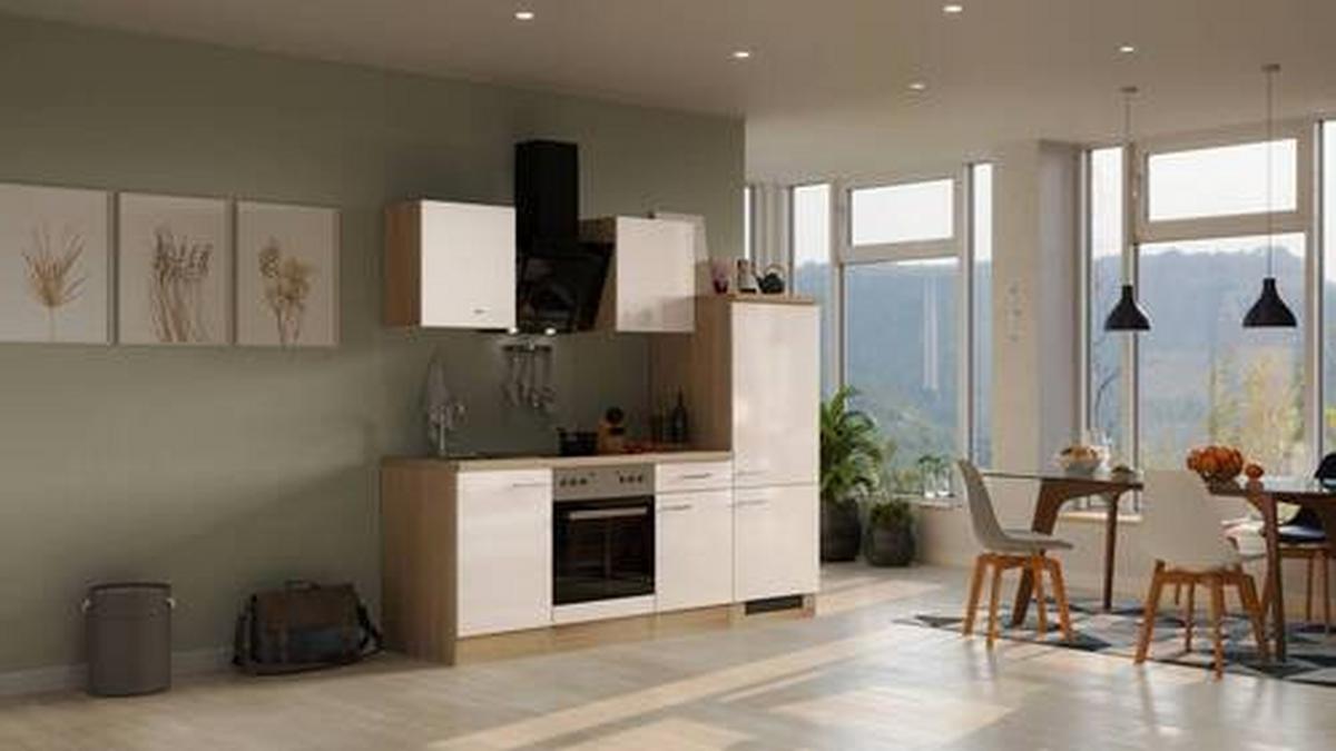Kuhinjski Blok Z Aparati Nepal, Barva Bukve - barve nerjavečega jekla/kašmir, Moderno, kovina/leseni material (220cm) - FlexWell