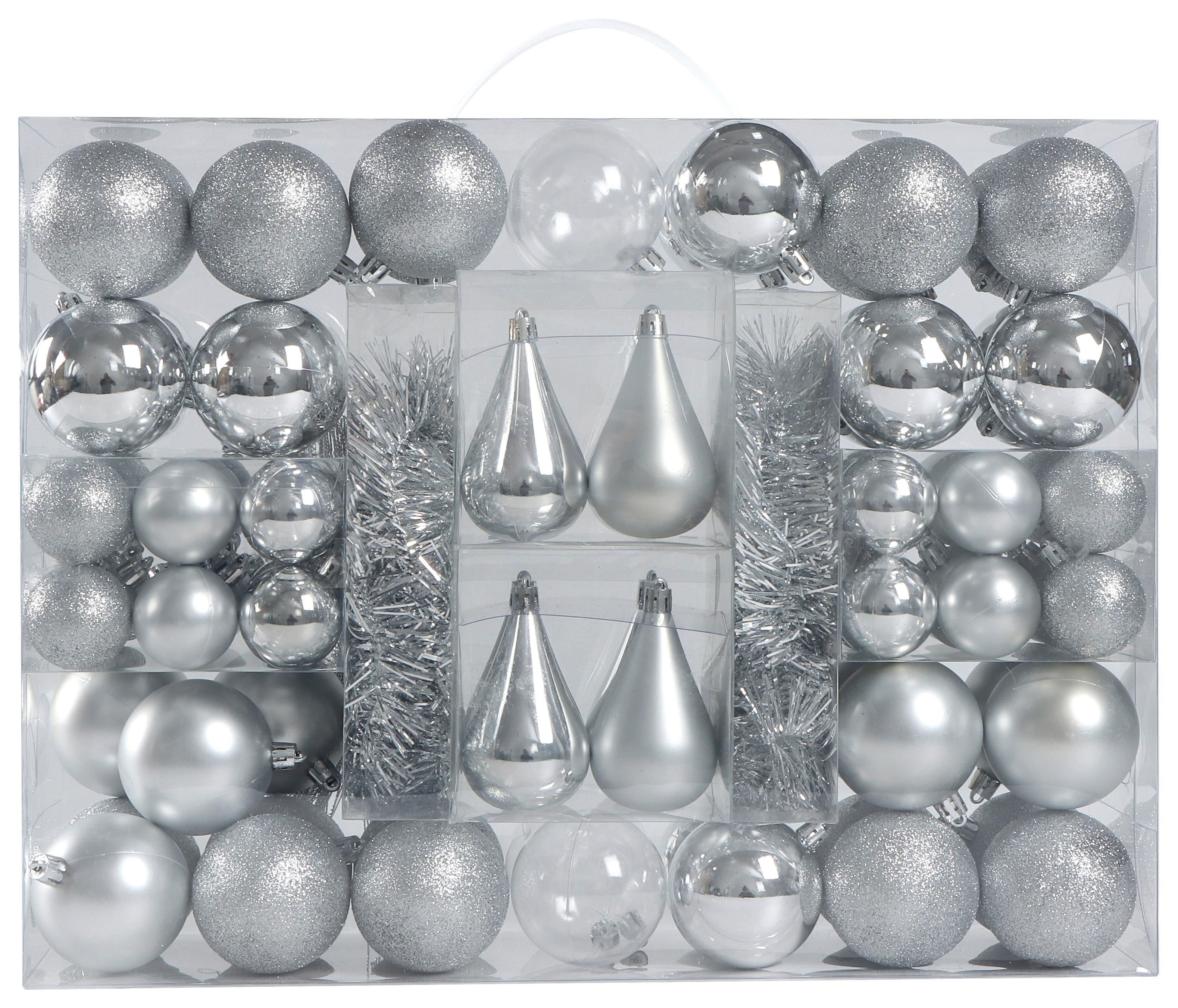 Christbaumkugel-Set Joy Silberfarben - Silberfarben, Kunststoff (1/1/1cm) - Modern Living