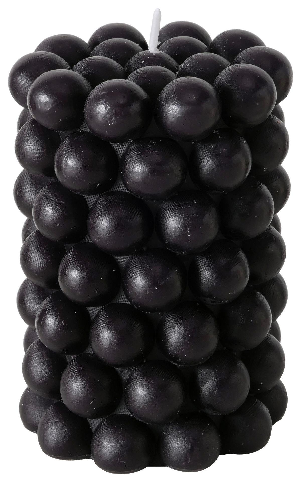 Stumpenkerze Pearls II in Schwarz - Schwarz, Modern (7/10cm) - Modern Living
