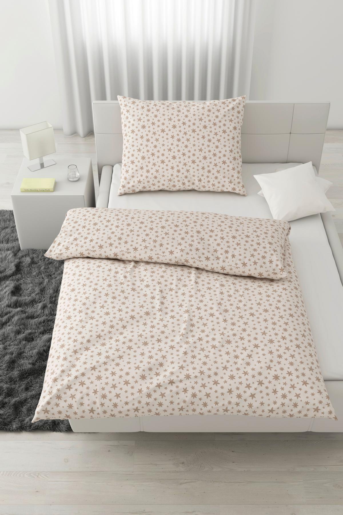 Ágyneműhuzat-garnitúra Anise - bézs/fehér, textil (140/200cm) - Modern Living