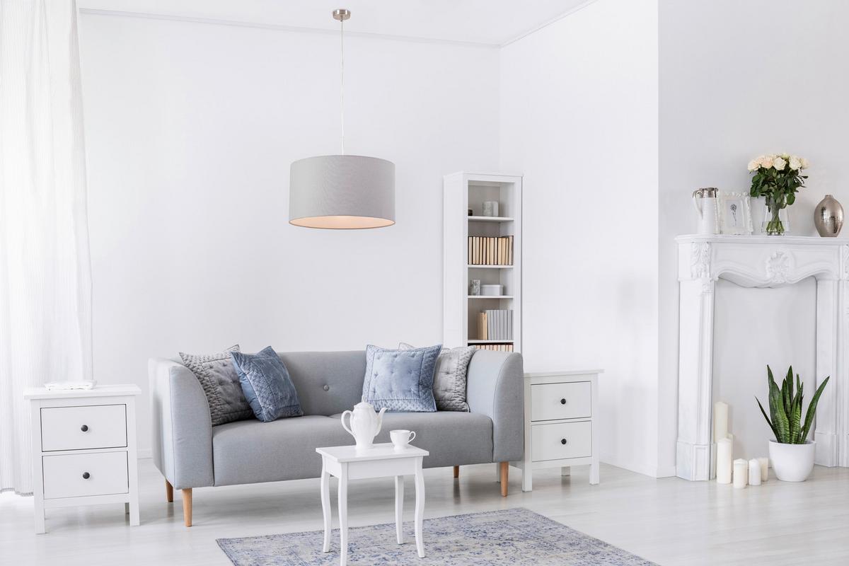 LAMPA WISZĄCA ANNABELL - szary/kolor niklowy, Design, tworzywo sztuczne/metal (45/120cm) - Novel