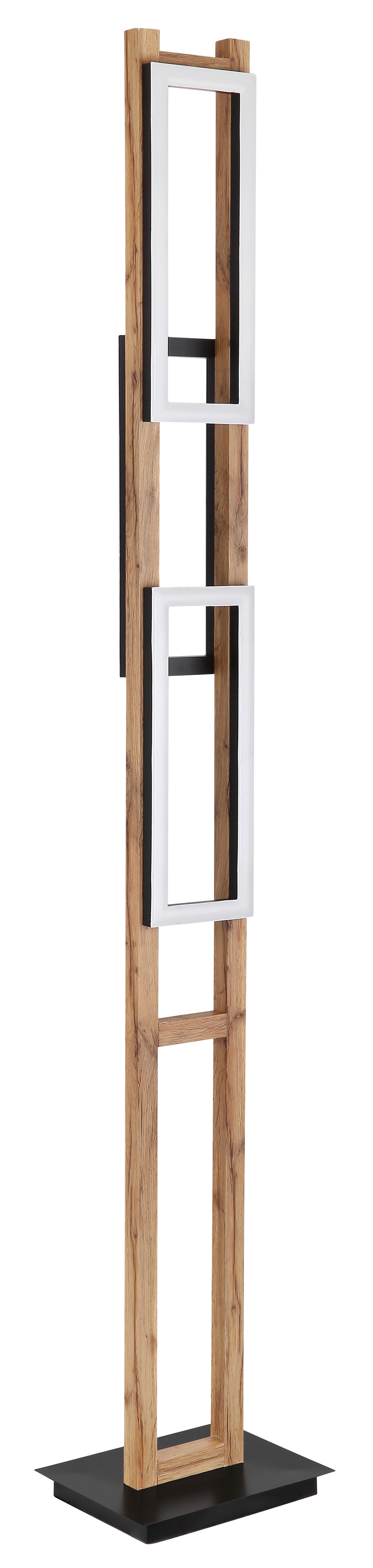 LED-Stehleuchte 67266S max. 30 Watt - Dunkelbraun/Opal, Natur, Holzwerkstoff/Kunststoff (25/20/150cm) - Globo