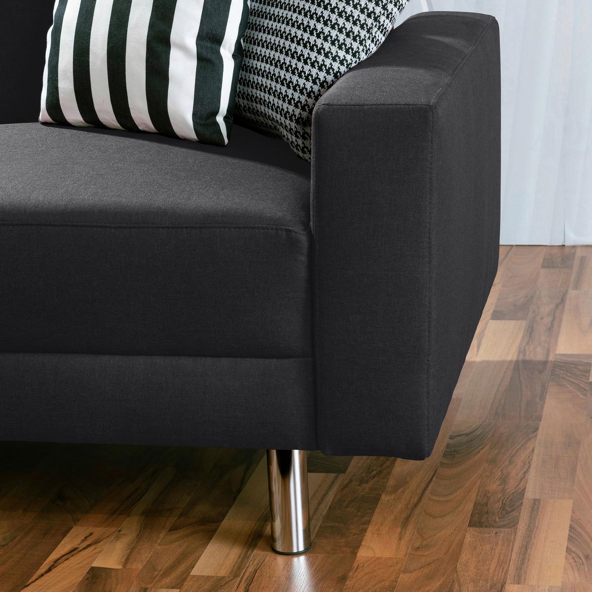 ECKSCHLAFSOFA JUST FASHION - Chromfarben/Graphitfarben, KONVENTIONELL, Textil/Metall (152/230cm) - Max Winzer
