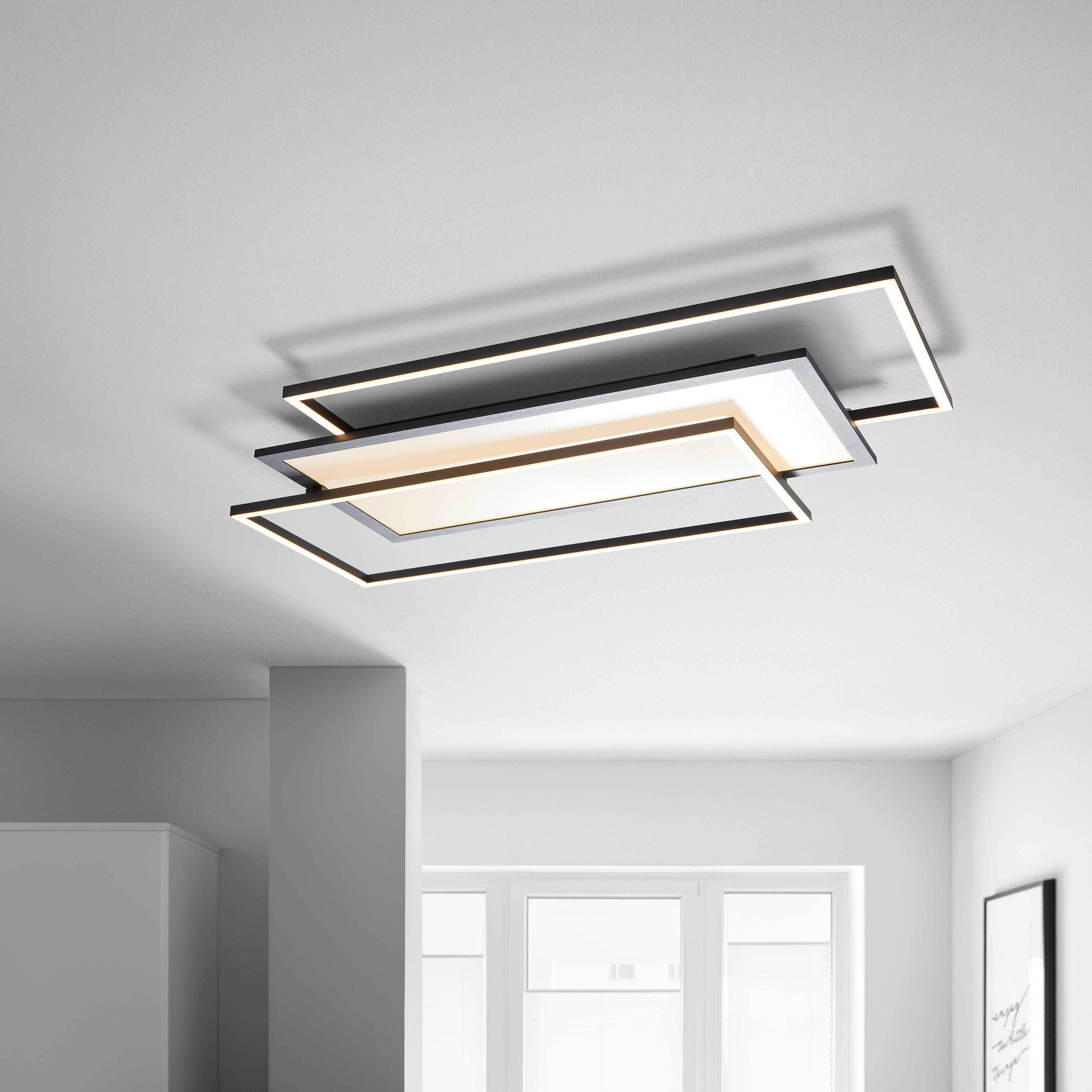 LAMPA SUFITOWA LED ALONZO - czarny, Modern, tworzywo sztuczne/metal (80/50/6,5cm) - Bessagi Home