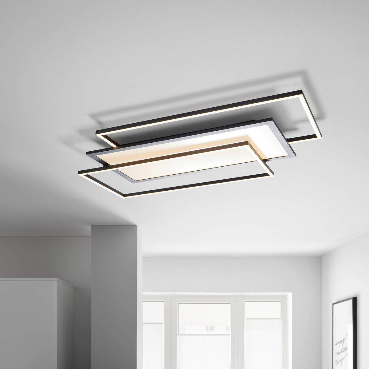 LAMPA SUFITOWA LED ALONZO - czarny, Modern, tworzywo sztuczne/metal (80/50/6,5cm) - Bessagi Home