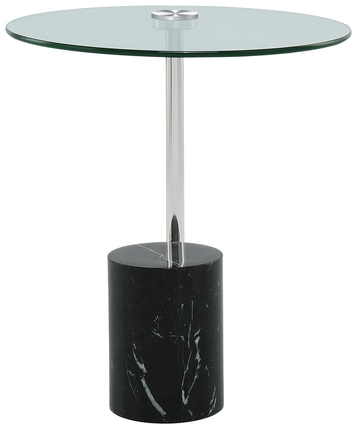 Beistelltisch Rosario 525 Silber / Schwarz - Silberfarben/Schwarz, Design, Glas/Stein (44/44/50cm) - Kayoom
