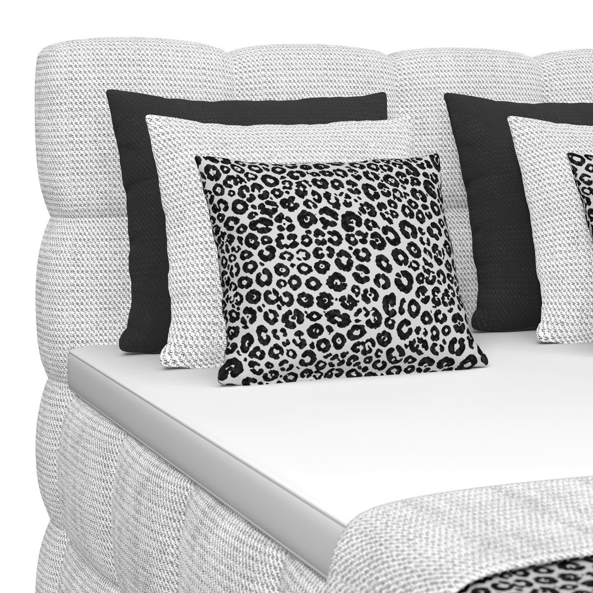 Postelja Boxspring Brisbane, Sivobela, 140x200 - črna/sivobela, Trend, kovina/umetna masa (140/200cm) - Premium Living