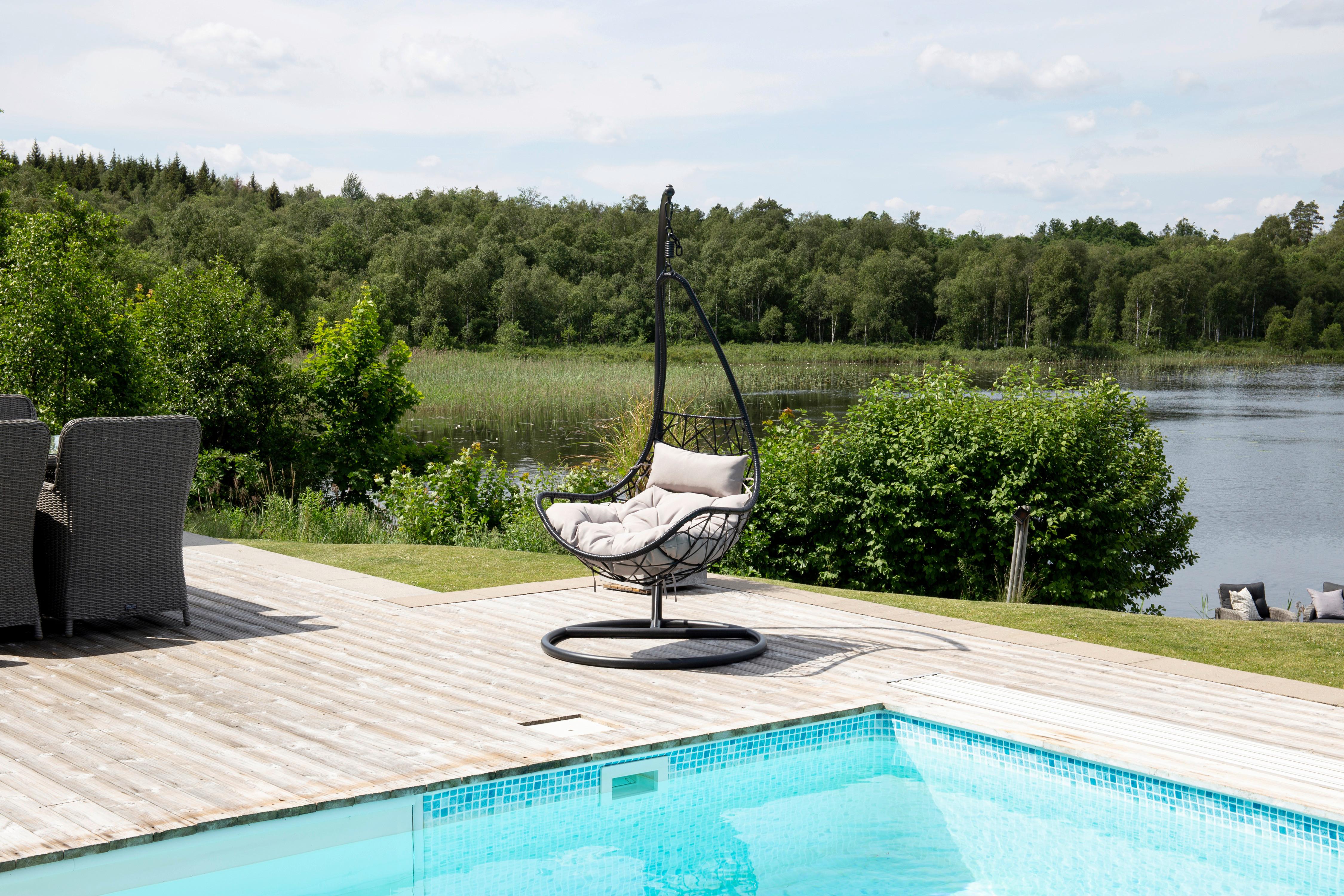 HÄNGESESSEL VIDE - Schwarz/Grau, KONVENTIONELL, Kunststoff/Textil (95/196/95cm) - Gardenson
