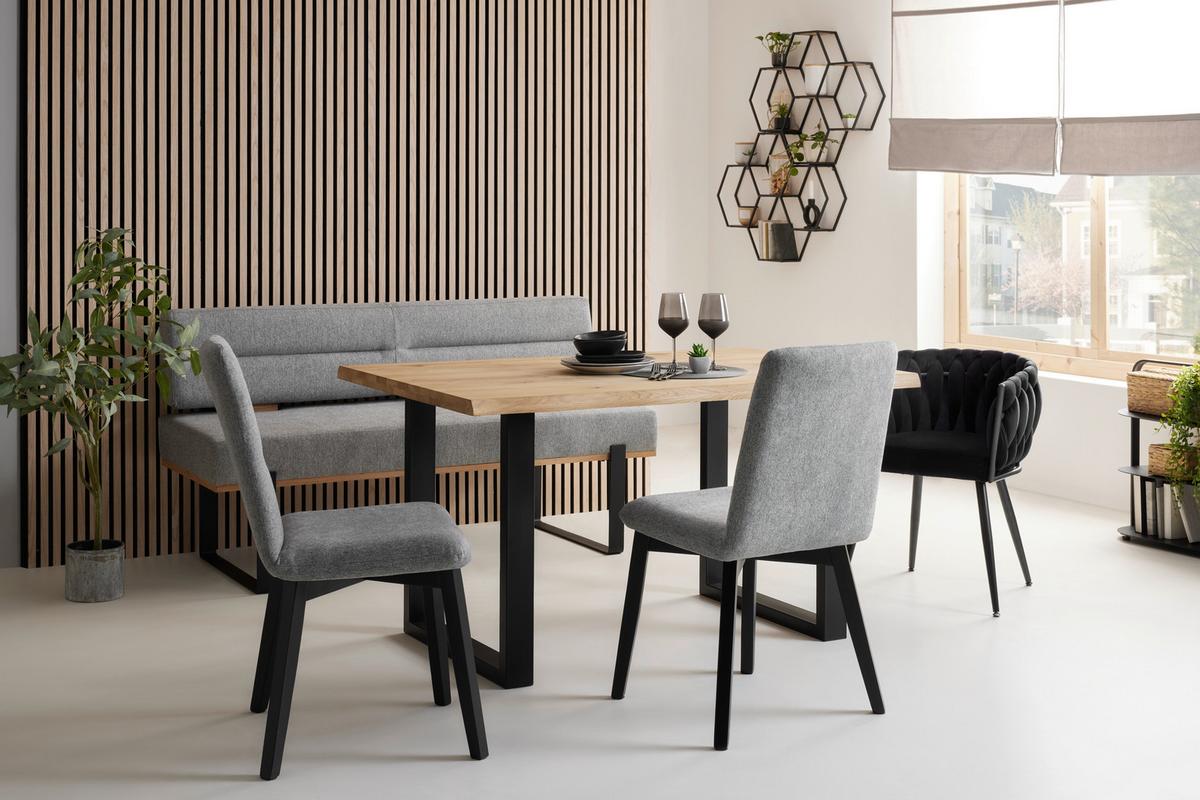 Sitzbank in Grau - Schwarz/Grau, Konventionell, Holz/Textil (160/85/60cm) - Mömax