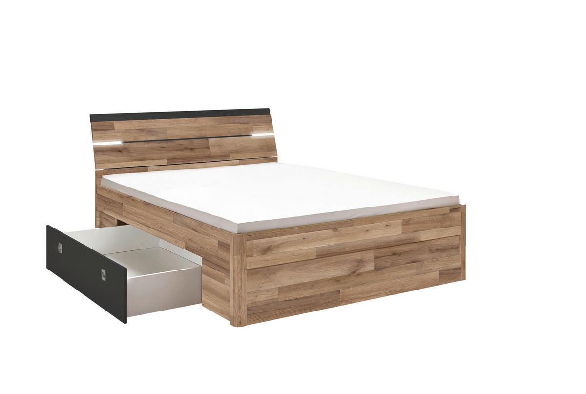 Postelja Mars, S Predali, 160x200 - temno siva/črna, Konvencionalno, umetna masa/leseni material (160/200cm) - MID.YOU