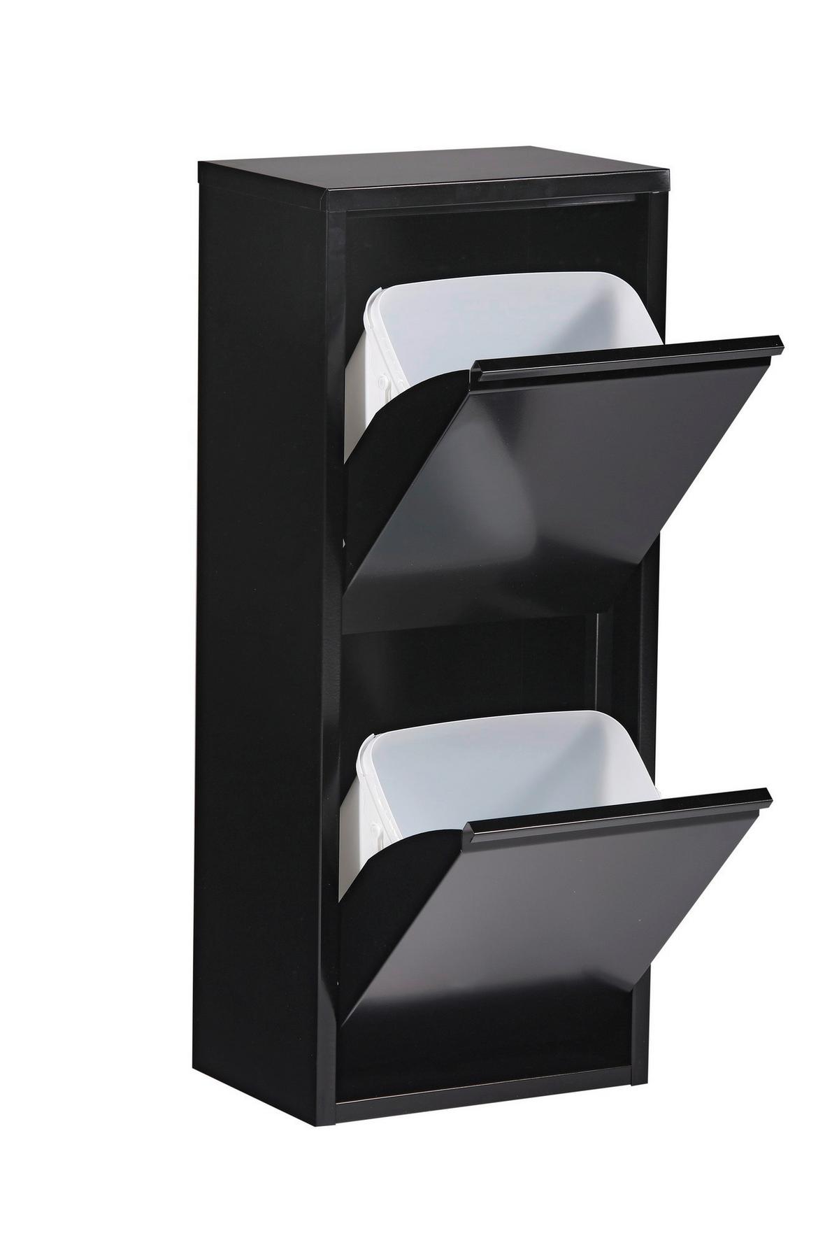 Abfallsammler Enter 06 Schwarz - Schwarz, Konventionell, Kunststoff/Metall (25/80/35cm) - Mömax