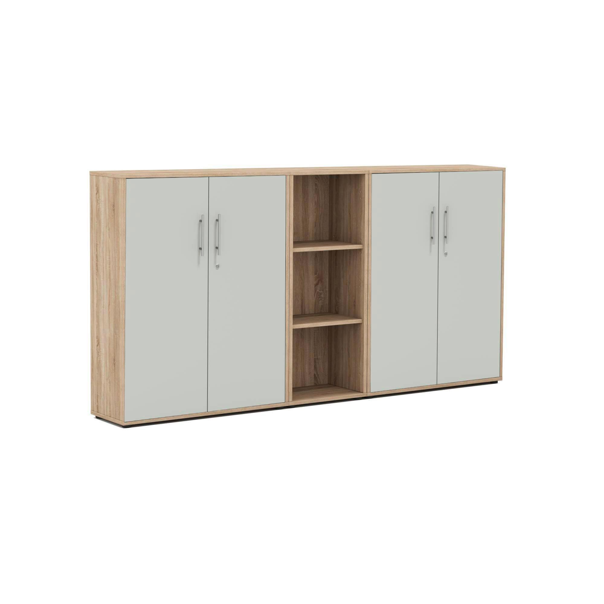 AKTENSCHRANK OFFICE EDITION - SW SET 8 - Hellgrau/Sonoma Eiche, MODERN, Holzwerkstoff (212,9/113,6/33cm) - MID.YOU