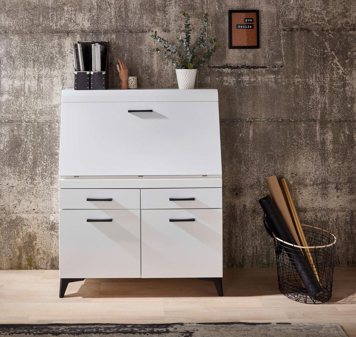 SEKRETARZYK SECRET - czarny/biały, Trend, materiał drewnopochodny/tworzywo sztuczne (98/124/42cm) - Carryhome